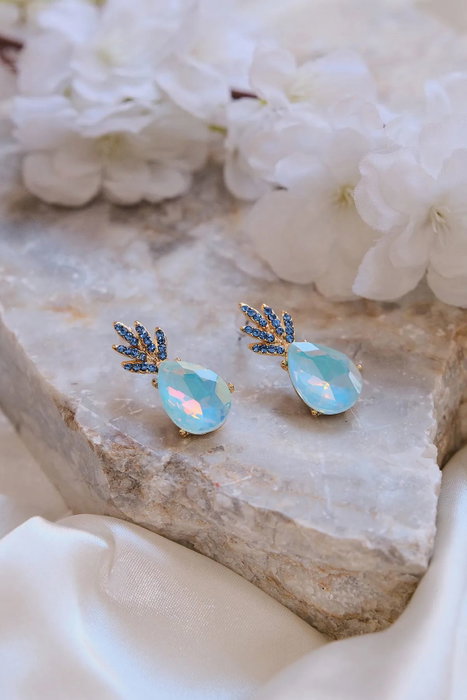 Heliophilia Silver Pendientes de Latón Dorados con Circonio